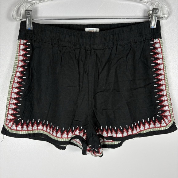 Pants - Cali 1850 Los Angeles Womens Large Black Embroidered Detail Pull On Shorts